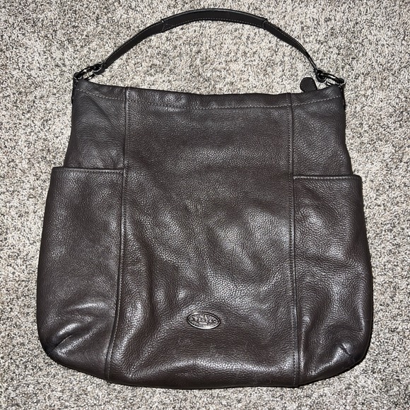 COACH Leather Hobo Crossbody Shoulder Bag Charcoal Gray - Picture 1 of 9